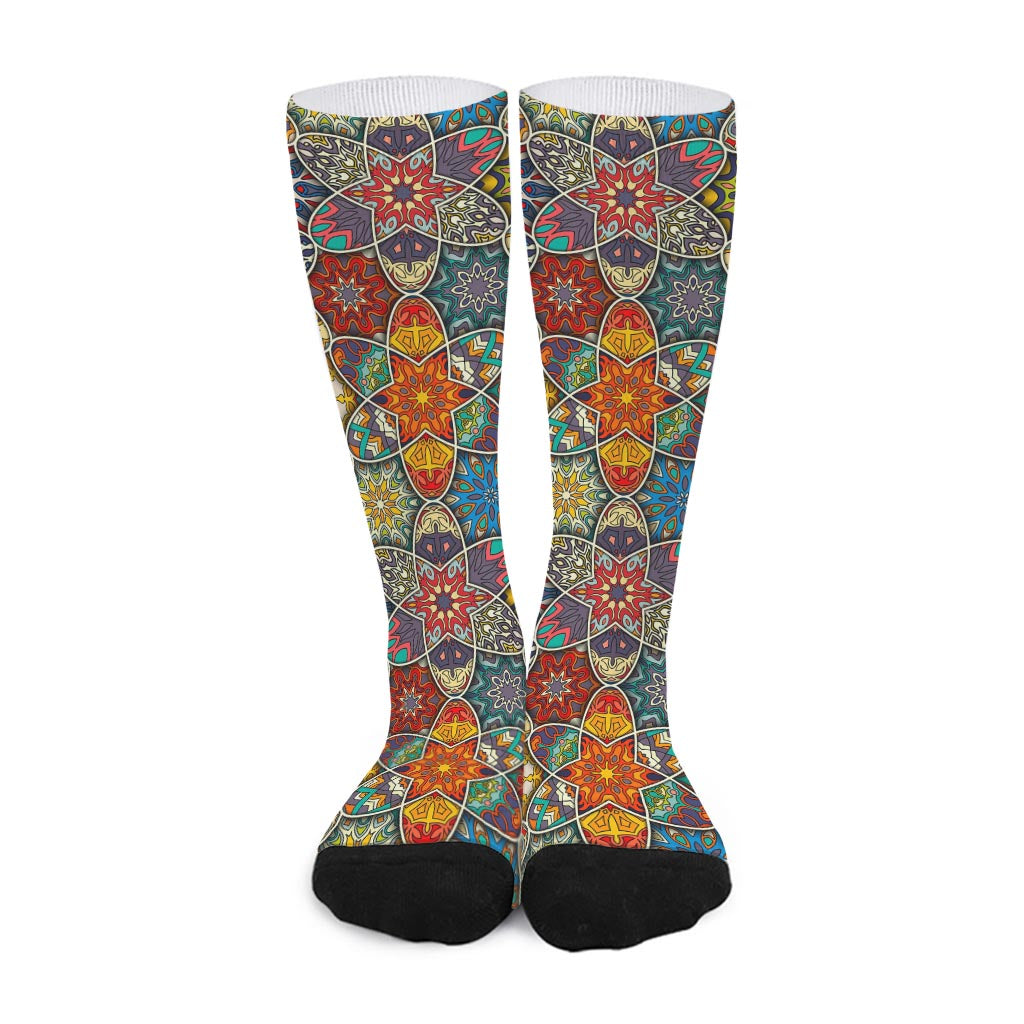 Mandala Star Bohemian Pattern Print Long Socks