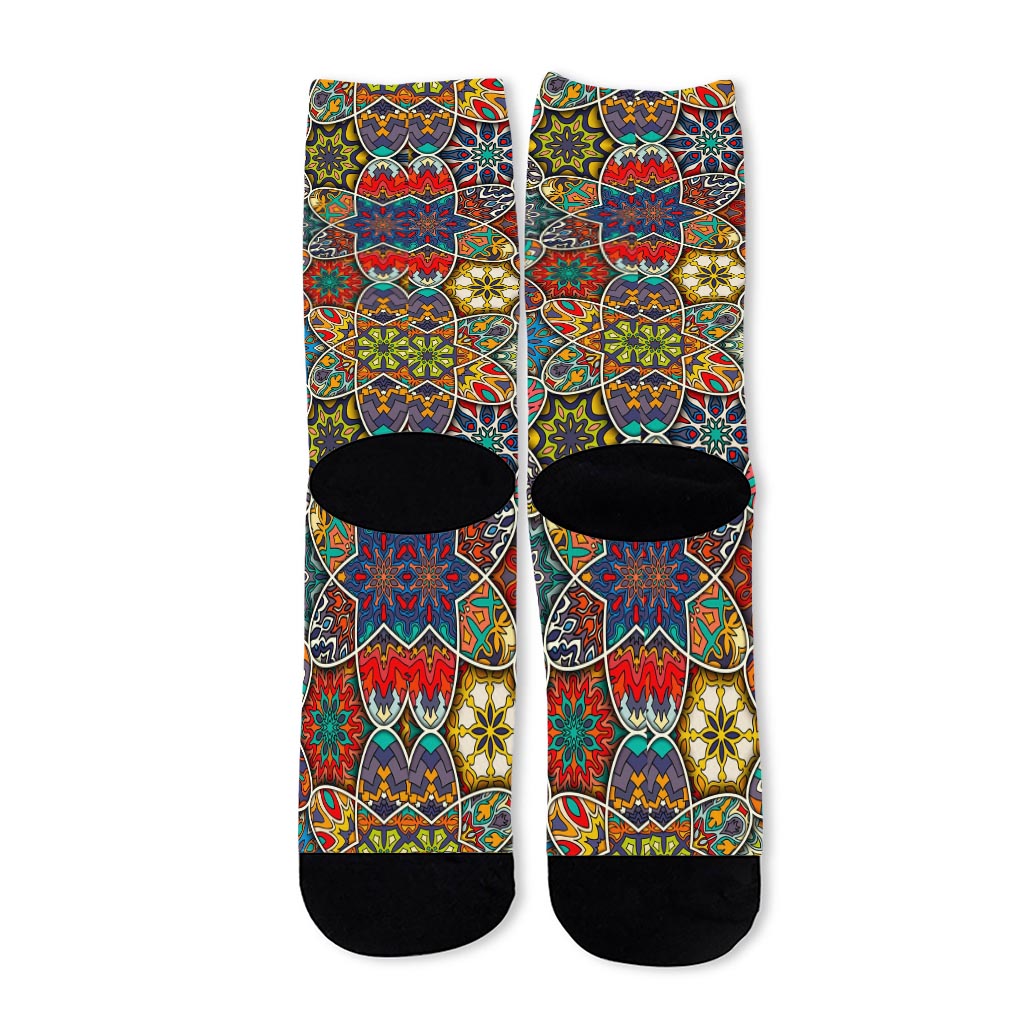 Mandala Star Bohemian Pattern Print Long Socks