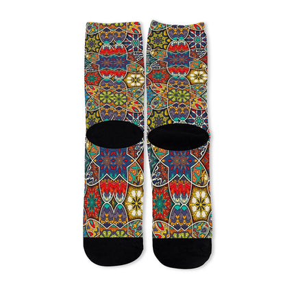 Mandala Star Bohemian Pattern Print Long Socks