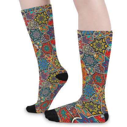 Mandala Star Bohemian Pattern Print Long Socks