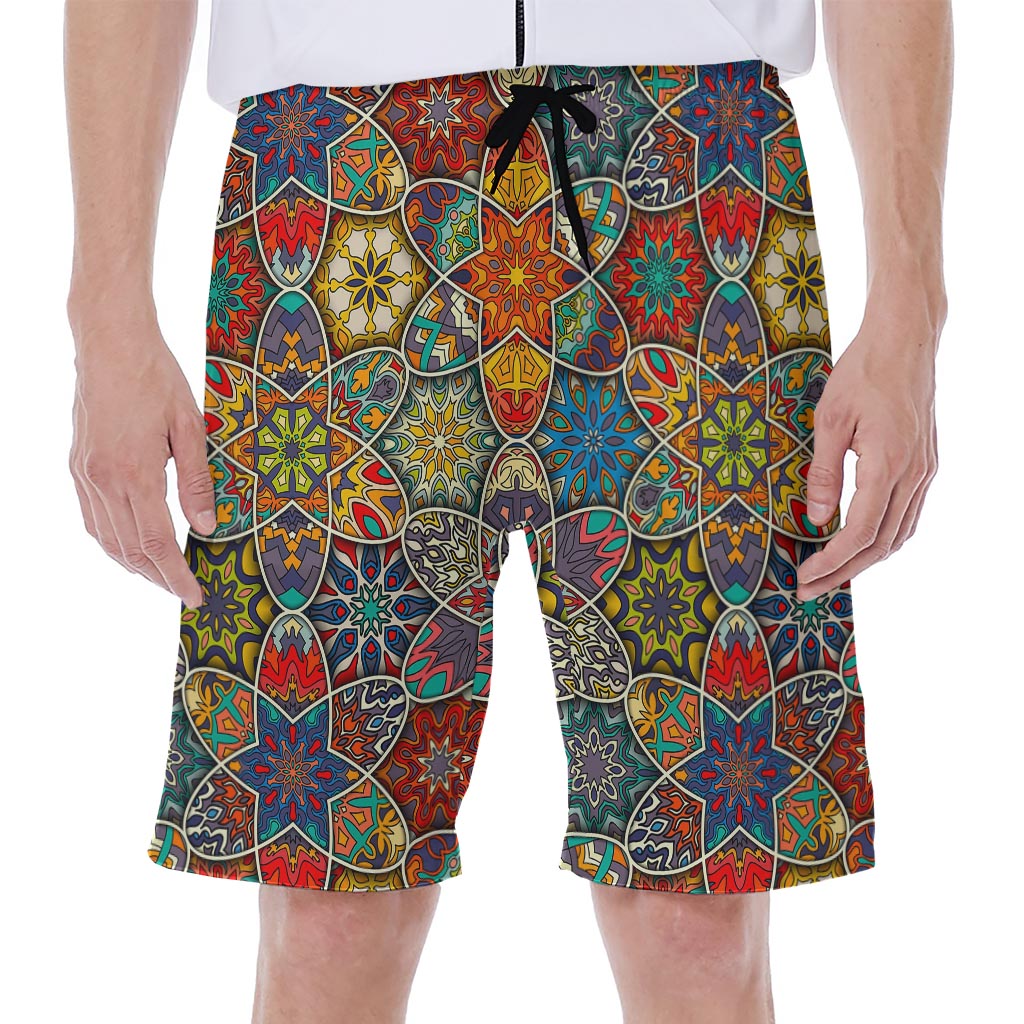 Mandala Star Bohemian Pattern Print Men's Beach Shorts