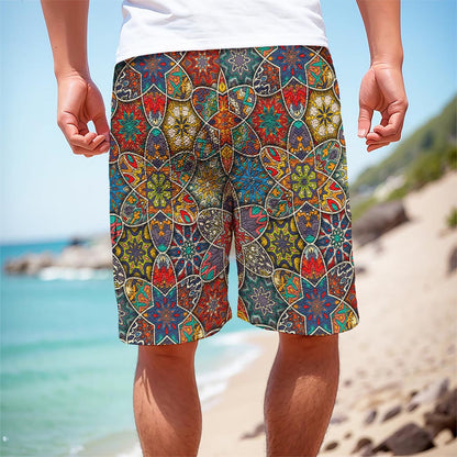 Mandala Star Bohemian Pattern Print Men's Cargo Shorts