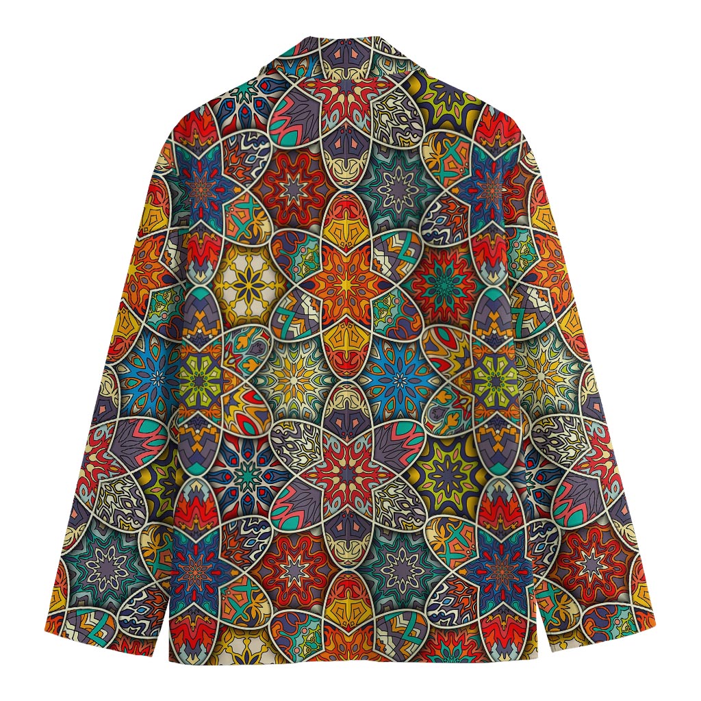Mandala Star Bohemian Pattern Print Men's Cotton Blazer