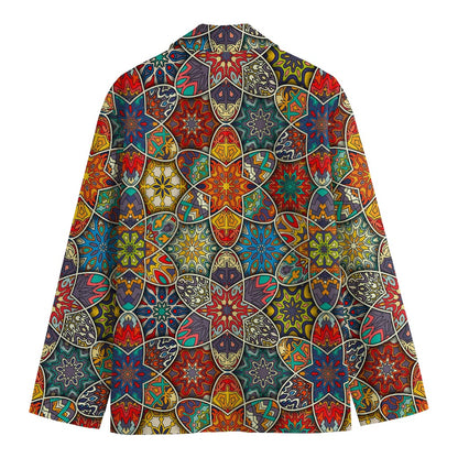 Mandala Star Bohemian Pattern Print Men's Cotton Blazer