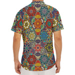 Mandala Star Bohemian Pattern Print Men's Deep V-Neck Shirt