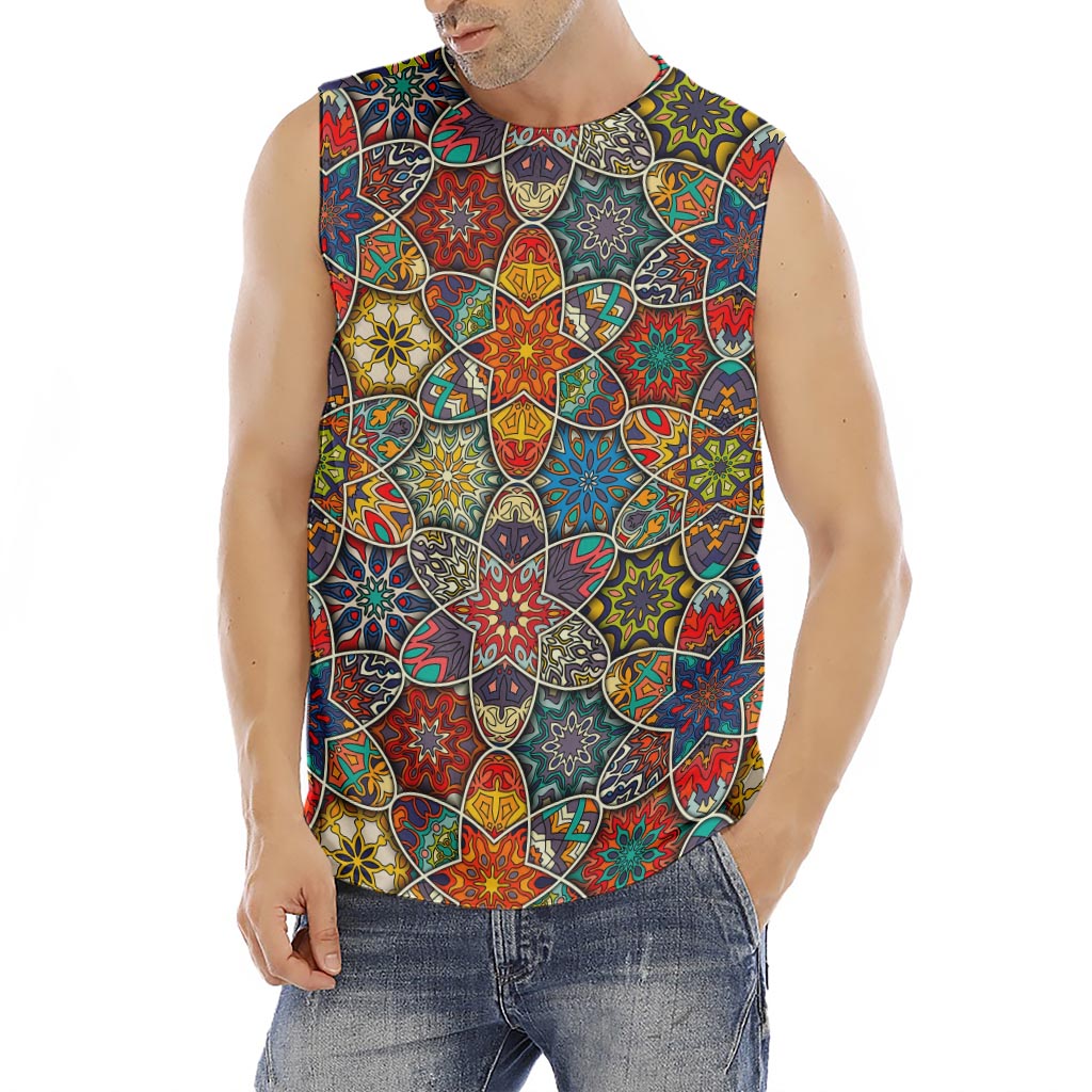 Mandala Star Bohemian Pattern Print Men's Fitness Tank Top