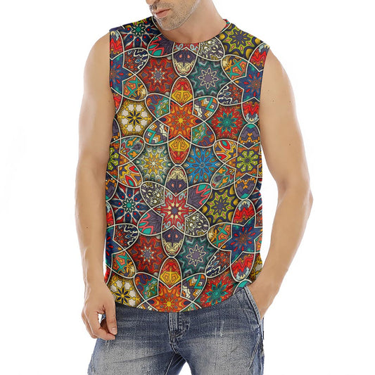 Mandala Star Bohemian Pattern Print Men's Fitness Tank Top