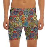 Mandala Star Bohemian Pattern Print Men's Long Boxer Briefs