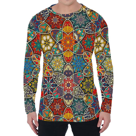 Mandala Star Bohemian Pattern Print Men's Long Sleeve T-Shirt