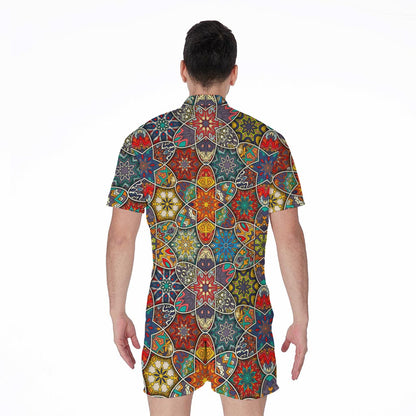 Mandala Star Bohemian Pattern Print Men's Rompers