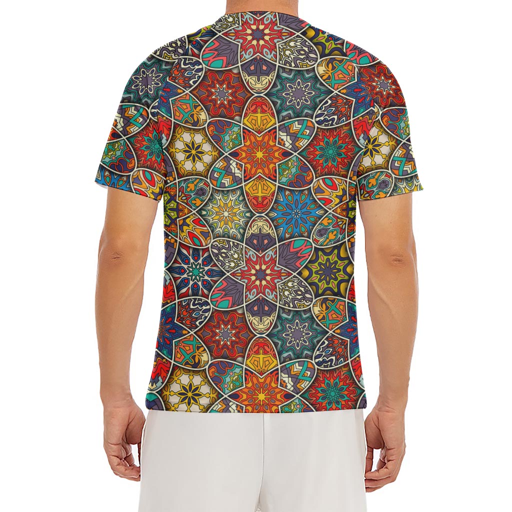 Mandala Star Bohemian Pattern Print Men's Short Sleeve Rash Guard