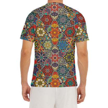 Mandala Star Bohemian Pattern Print Men's Short Sleeve Rash Guard