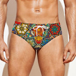 Mandala Star Bohemian Pattern Print Men's Swim Briefs