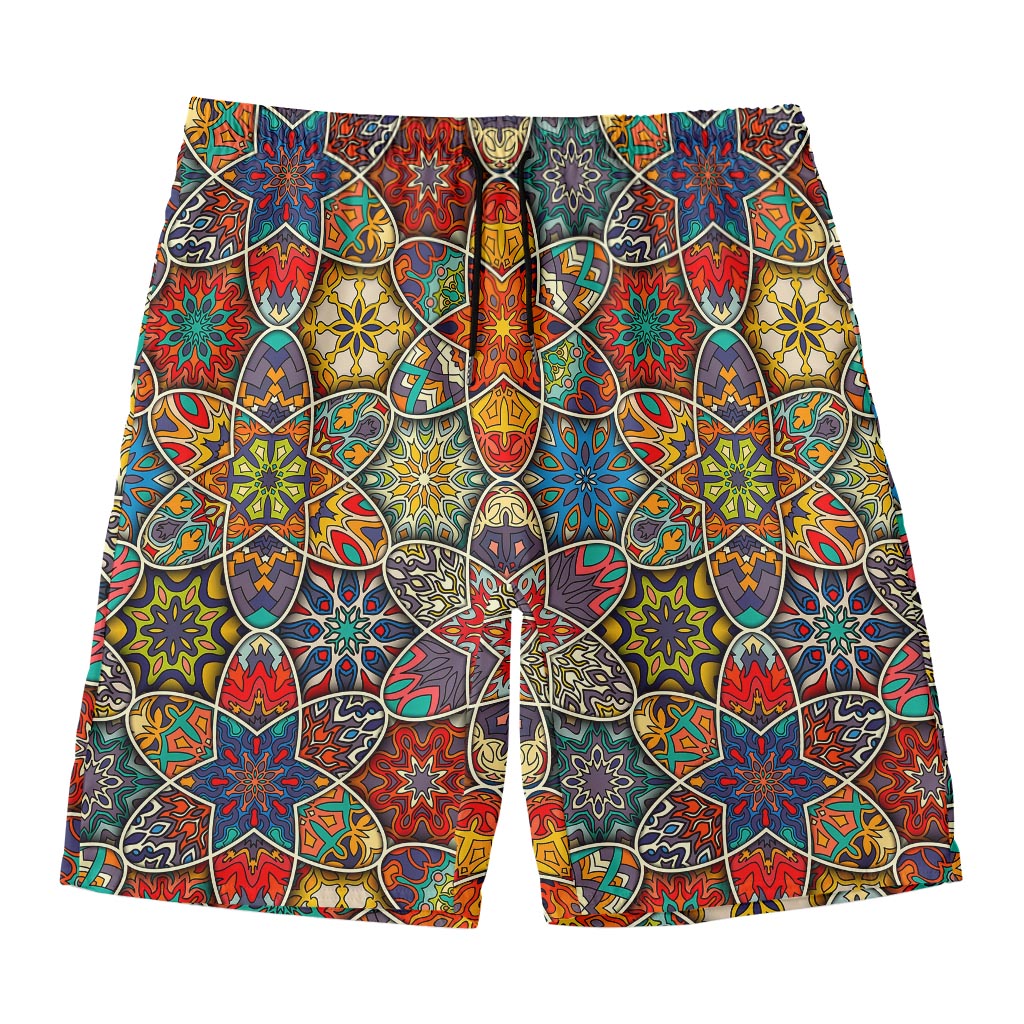 Mandala Star Bohemian Pattern Print Men's Swim Trunks