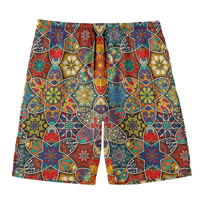 Mandala Star Bohemian Pattern Print Men's Swim Trunks