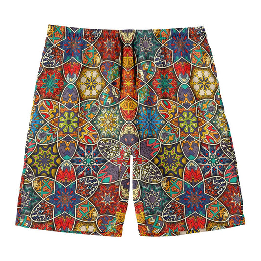 Mandala Star Bohemian Pattern Print Men's Swim Trunks