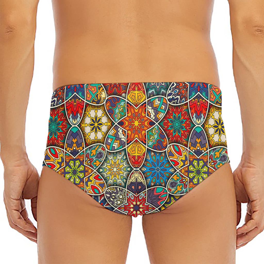 Mandala Star Bohemian Pattern Print Men's Triangle Swim Briefs