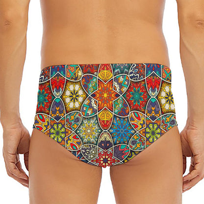 Mandala Star Bohemian Pattern Print Men's Triangle Swim Briefs