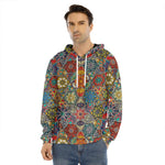 Mandala Star Bohemian Pattern Print Men's Velvet Pullover Hoodie