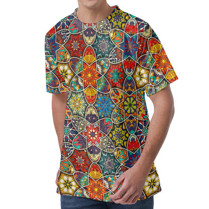 Mandala Star Bohemian Pattern Print Men's Velvet T-Shirt