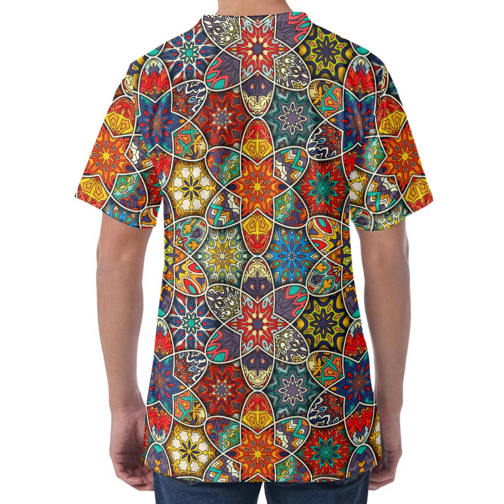 Mandala Star Bohemian Pattern Print Men's Velvet T-Shirt