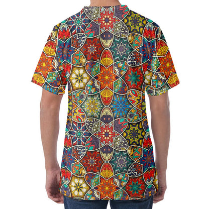 Mandala Star Bohemian Pattern Print Men's Velvet T-Shirt