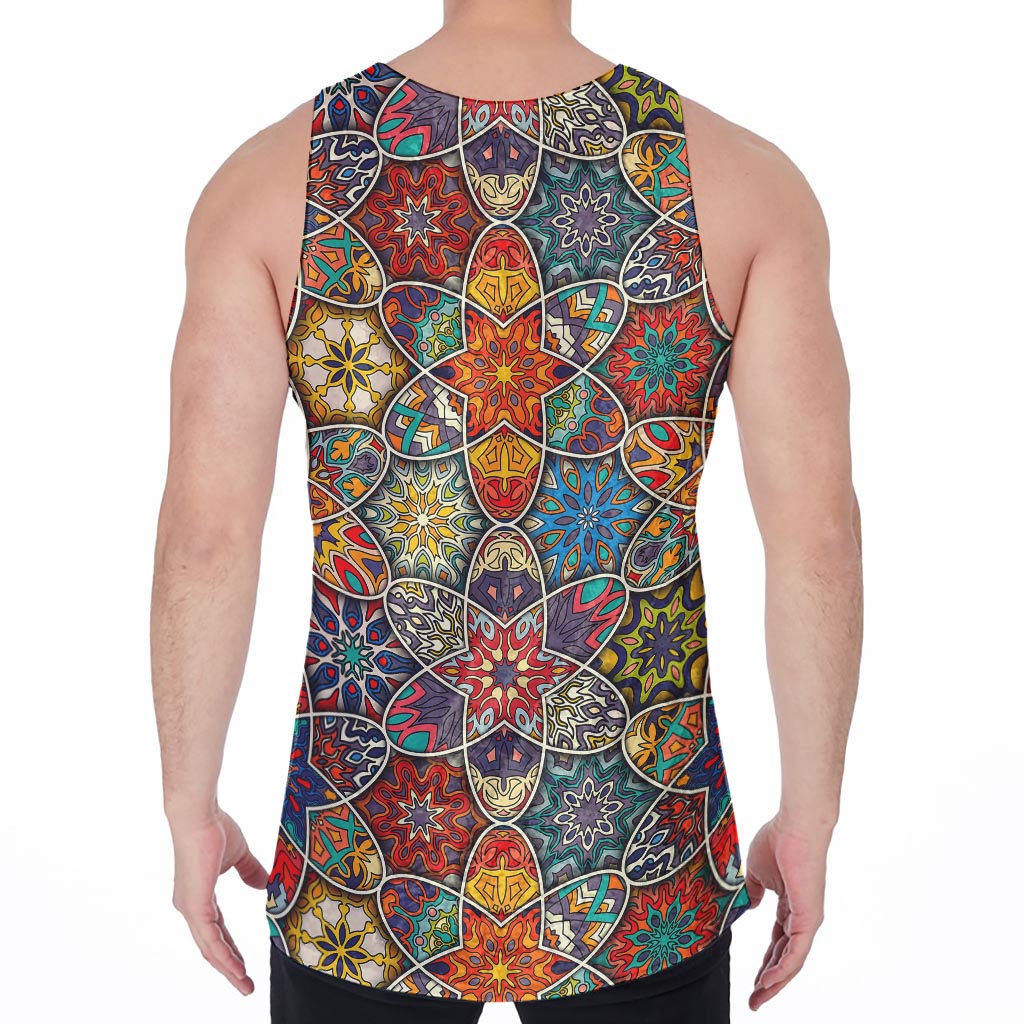Mandala Star Bohemian Pattern Print Men's Velvet Tank Top