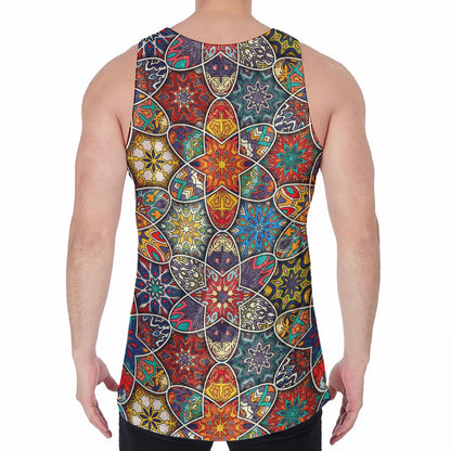 Mandala Star Bohemian Pattern Print Men's Velvet Tank Top