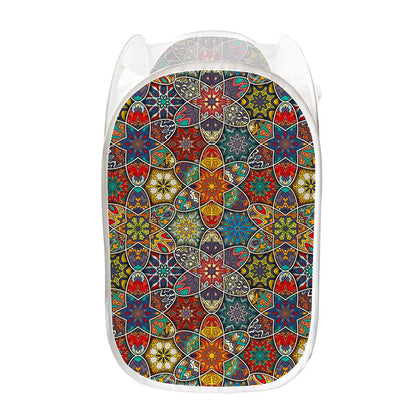 Mandala Star Bohemian Pattern Print Mesh Laundry Hamper