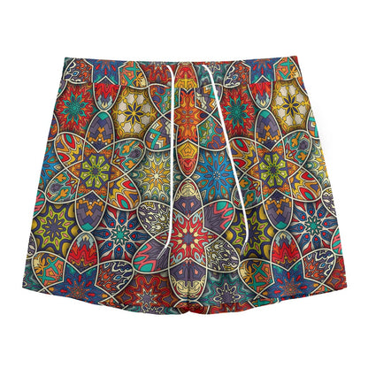 Mandala Star Bohemian Pattern Print Mesh Shorts