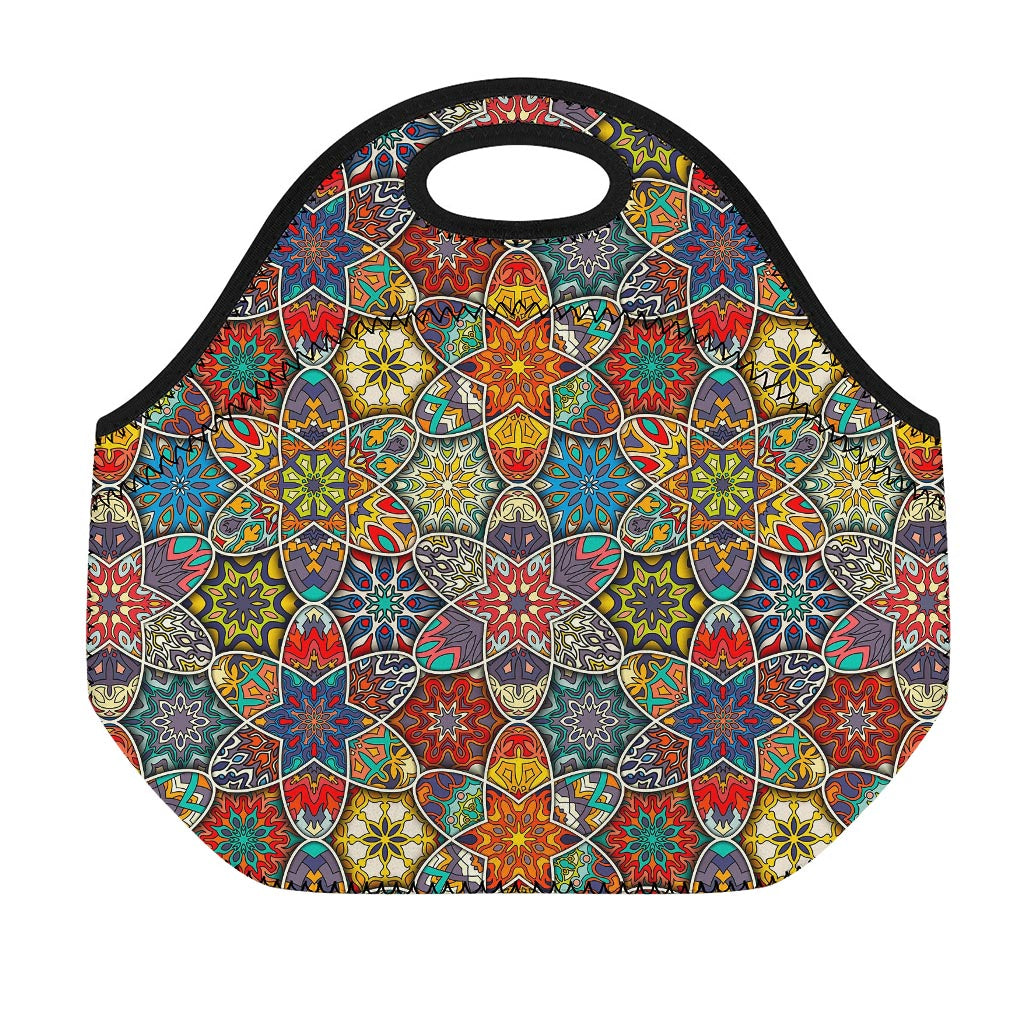 Mandala Star Bohemian Pattern Print Neoprene Lunch Bag