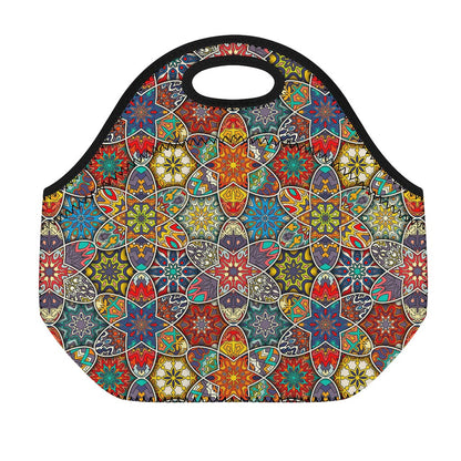 Mandala Star Bohemian Pattern Print Neoprene Lunch Bag