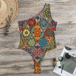 Mandala Star Bohemian Pattern Print One Shoulder Bodysuit