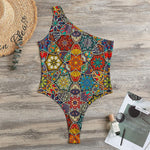 Mandala Star Bohemian Pattern Print One Shoulder Bodysuit