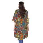 Mandala Star Bohemian Pattern Print Open Front Beach Cover Up