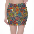 Mandala Star Bohemian Pattern Print Pencil Mini Skirt