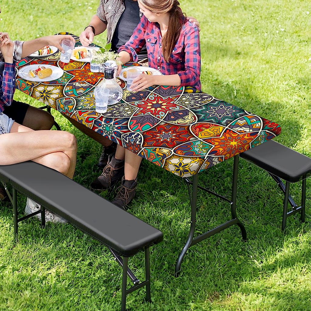 Mandala Star Bohemian Pattern Print Picnic Table Cover
