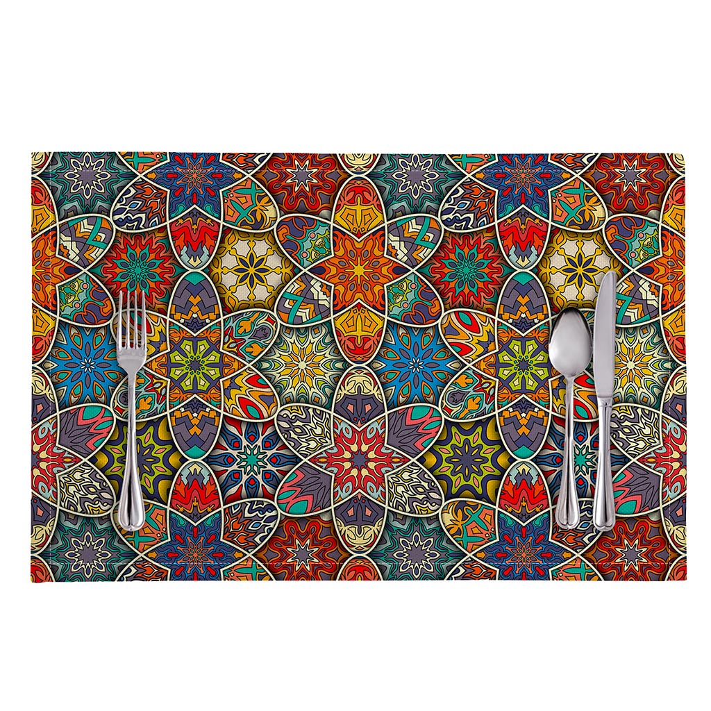 Mandala Star Bohemian Pattern Print Placemat