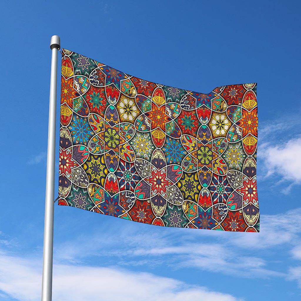 Mandala Star Bohemian Pattern Print Polyester Flag