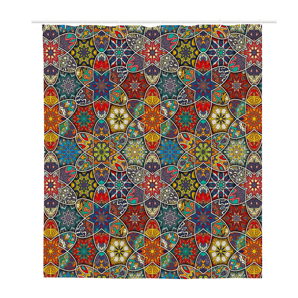 Mandala Star Bohemian Pattern Print Polyester Shower Curtain