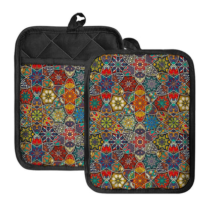 Mandala Star Bohemian Pattern Print Pot Holders With Pocket