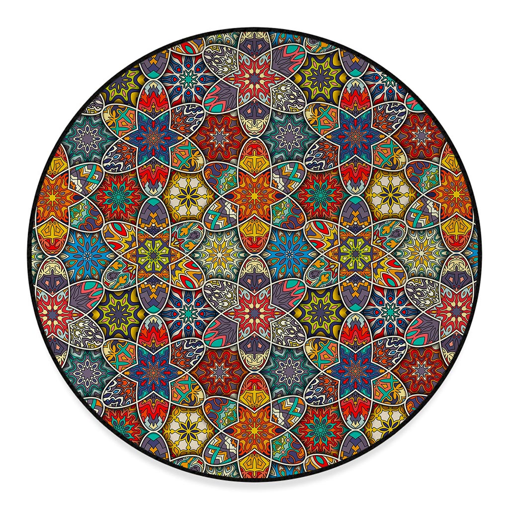 Mandala Star Bohemian Pattern Print Round Floor Mat