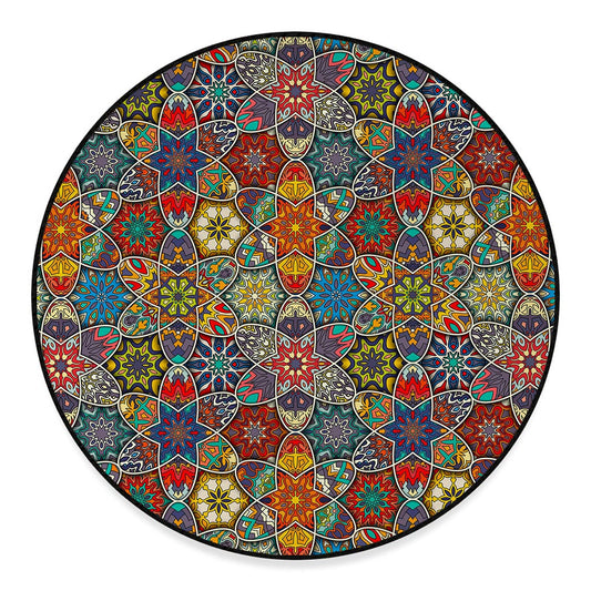 Mandala Star Bohemian Pattern Print Round Floor Mat