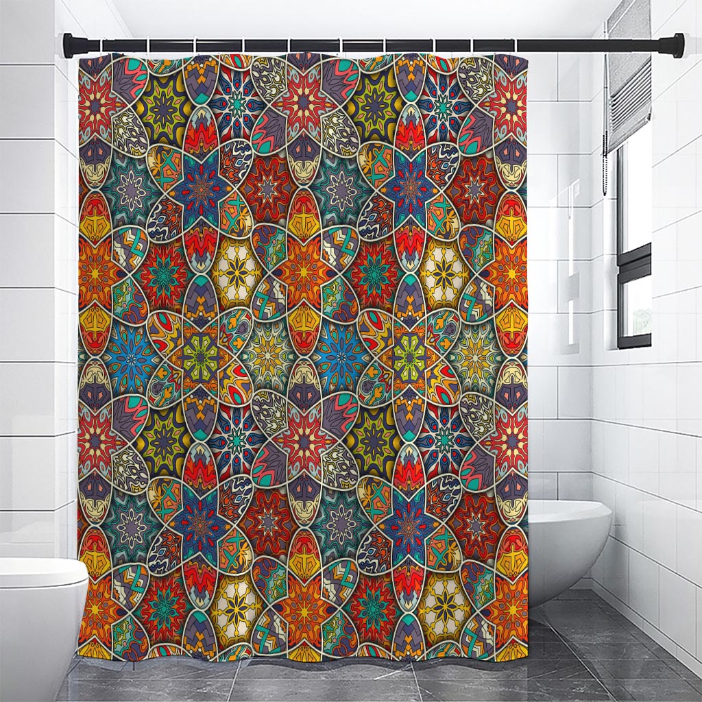 Mandala Star Bohemian Pattern Print Shower Curtain