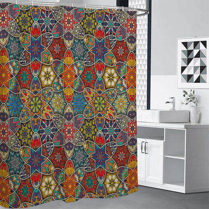 Mandala Star Bohemian Pattern Print Shower Curtain