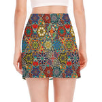 Mandala Star Bohemian Pattern Print Side Slit Mini Skirt