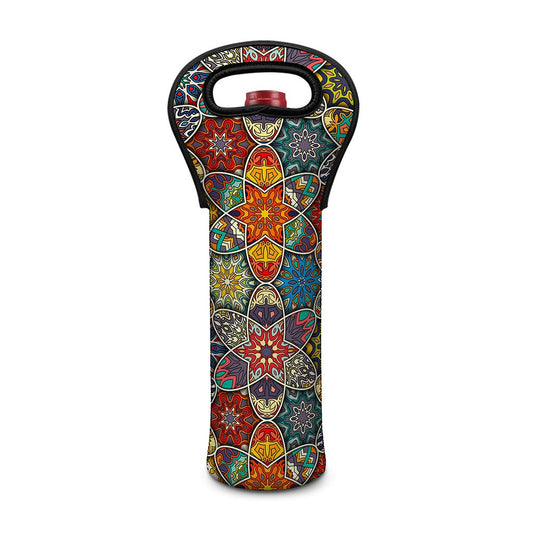 Mandala Star Bohemian Pattern Print Single Neoprene Wine Tote