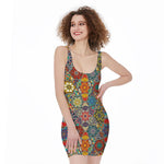 Mandala Star Bohemian Pattern Print Sleeveless Bodycon Dress