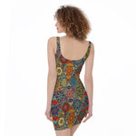 Mandala Star Bohemian Pattern Print Sleeveless Bodycon Dress
