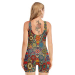 Mandala Star Bohemian Pattern Print Sleeveless One Piece Swimsuit